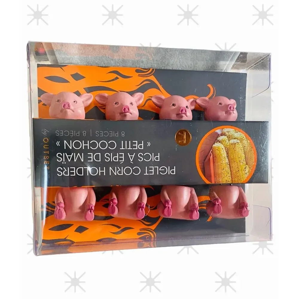 New Pig Piglet Corn on the Cob Holders Grill Summer BBQ Stainless Steel 8 Piece
